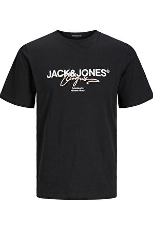 JACK&JONES JORARUBA BRANDING TEE SS CREW NECK 12255452 SİYAH
