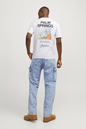 JACK&JONES JORARUBA LANDSCAPE TEE SS CREW NECK12255525 BEYAZ