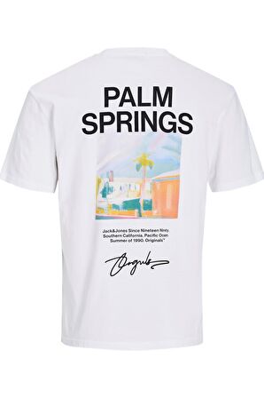 JACK&JONES JORARUBA LANDSCAPE TEE SS CREW NECK12255525 BEYAZ