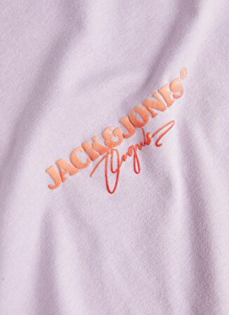Jack & Jones Bisiklet Yaka Lila Erkek T-Shirt JORARUBA PUFF BRANDING TEE SS CREW