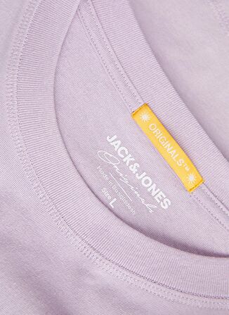 Jack & Jones Bisiklet Yaka Lila Erkek T-Shirt JORARUBA PUFF BRANDING TEE SS CREW