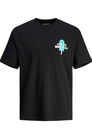 JACK&JONES JORFRUTTI TEE SS CREW NECK TG 12256926 SİYAH