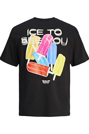 JACK&JONES JORFRUTTI TEE SS CREW NECK TG 12256926 SİYAH