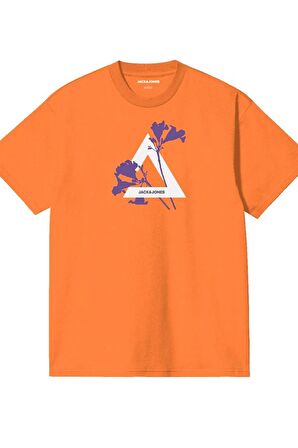 JACK&JONES JCOFLORAL TRIANGLE TEE SS CREW NECK FST 12259903 TURUNCU