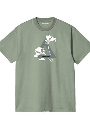 JACK&JONES JCOFLORAL TRIANGLE TEE SS CREW NECK FST 12259903 YEŞİL