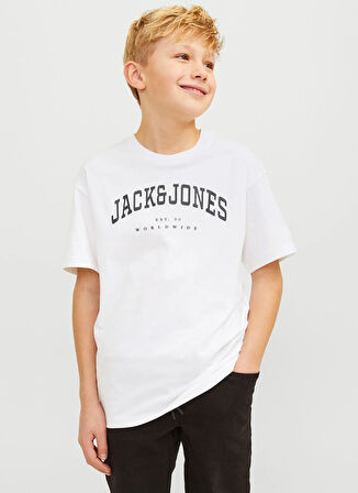 Jack & Jones Baskılı Beyaz Erkek Çocuk T-Shirt 12258924