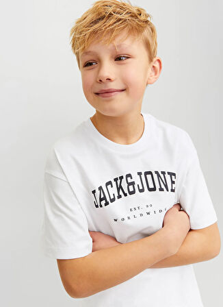 Jack & Jones Baskılı Beyaz Erkek Çocuk T-Shirt 12258924