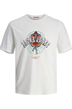 JACK&JONES JORCOCONUT SKULL TEE SS CREW NECK LN 12255192 BEYAZ