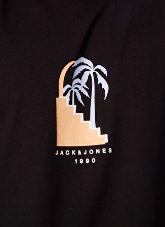 Jack & Jones Bisiklet Yaka Siyah Erkek T-Shirt JORMARBELLA FRONT TEE SS CREW NECK