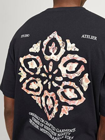 Jack & Jones Erkek Sırt Baskılı Oversize T-shirt - 12256289