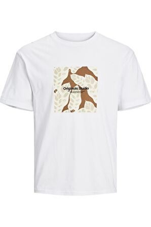 JACK&JONES JORSEQUOIA TEE SS CREW NECK LN 12256717 BEYAZ