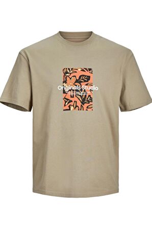 JACK&JONES JORSEQUOIA TEE SS CREW NECK LN 12256717 GÜMÜŞ