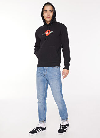 Jack & Jones Kapüşon Yaka Siyah Erkek Sweatshırt 12261176_JORBEHIND SWEAT HOOD EXC