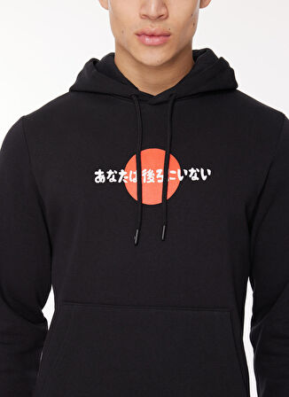 Jack & Jones Kapüşon Yaka Siyah Erkek Sweatshırt 12261176_JORBEHIND SWEAT HOOD EXC