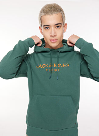 Jack & Jones Kapüşon Yaka Yeşil Erkek Sweatshırt 12261177_JORLOUI SWEAT HOOD EXC