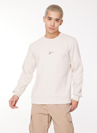 Jack & Jones Bisiklet Yaka Krem Erkek Sweatshırt 12261179_JORJOSHUA SWEAT CREW EXC