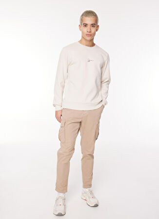 Jack & Jones Bisiklet Yaka Krem Erkek Sweatshırt 12261179_JORJOSHUA SWEAT CREW EXC