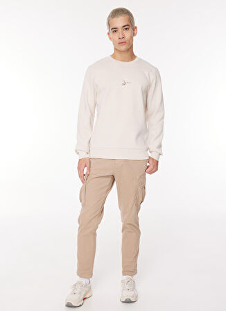 Jack & Jones Bisiklet Yaka Krem Erkek Sweatshırt 12261179_JORJOSHUA SWEAT CREW EXC