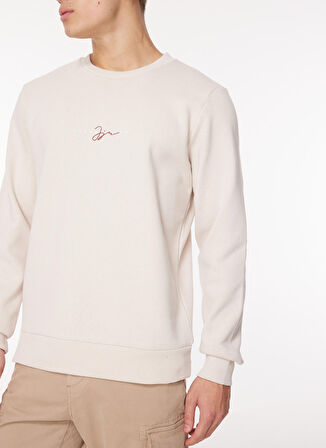 Jack & Jones Bisiklet Yaka Krem Erkek Sweatshırt 12261179_JORJOSHUA SWEAT CREW EXC