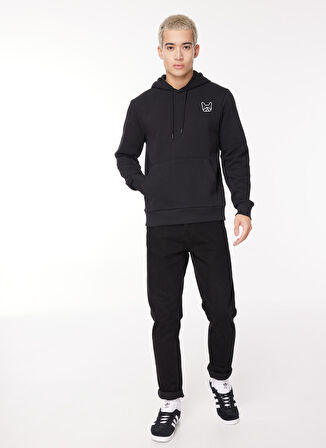 Jack & Jones Kapüşon Yaka Siyah Erkek Sweatshırt 12261182_JCODEN SWEAT HOOD EXC
