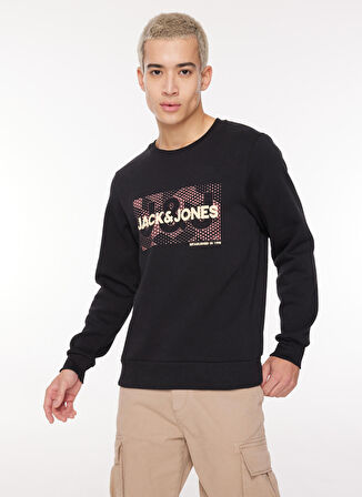 Jack & Jones Bisiklet Yaka Siyah Erkek Sweatshırt 12261183_JCOAREA SWEAT CREW EXC