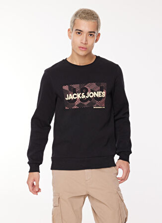 Jack & Jones Bisiklet Yaka Siyah Erkek Sweatshırt 12261183_JCOAREA SWEAT CREW EXC