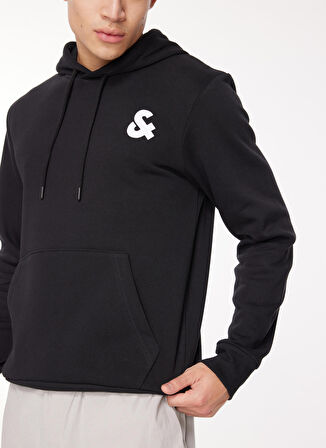 Jack & Jones Kapüşon Yaka Siyah Erkek Sweatshırt 12261184_JCOAND SWEAT HOOD EXC