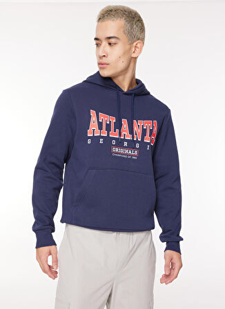 Jack & Jones Kapüşon Yaka Lacivert Erkek Sweatshırt 12261178_JORBIG SWEAT HOOD EXC