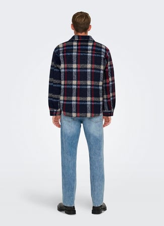 Only & Sons Rahat Gece Mavisi Erkek Ceket ONSGIO LF CHECK PADDED JACKET OTW