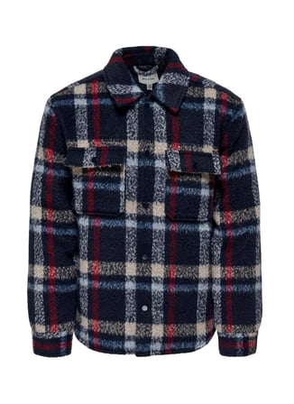 Only & Sons Rahat Gece Mavisi Erkek Ceket ONSGIO LF CHECK PADDED JACKET OTW