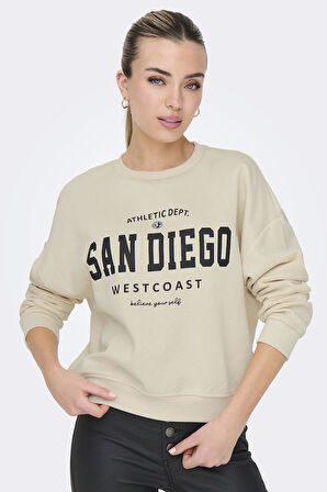 ONLSWEAT LIFE L/S CREW O.SIZE STATE NOOS KREM
