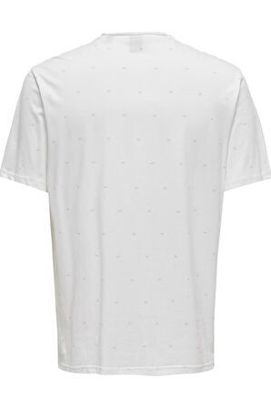 ONLY & SONS ONSMYRON LIFE REG SS DITSY TEE CS 22029480 P.BEYAZ