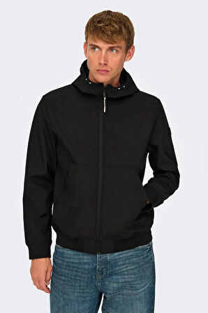 Only & Sons Erkek Onsbowıe Kapüşonlu Softshell Ceket Mont 22029276 Siyah