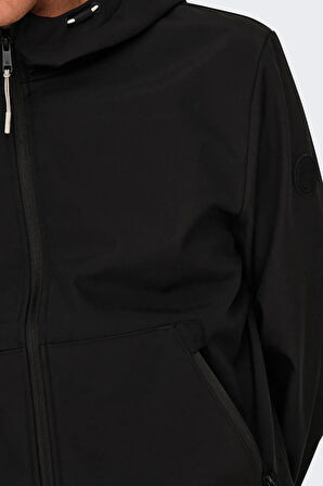 Only & Sons Erkek Onsbowıe Kapüşonlu Softshell Ceket Mont 22029276 Siyah