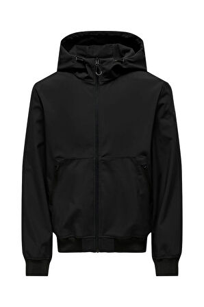 Only & Sons Erkek Onsbowıe Kapüşonlu Softshell Ceket Mont 22029276 Siyah