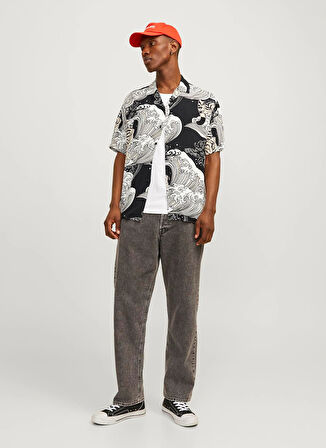 Jack & Jones Rahat Beyaz Erkek Gömlek JORLUKE JAPANESE RESORT SHIRT SS SM