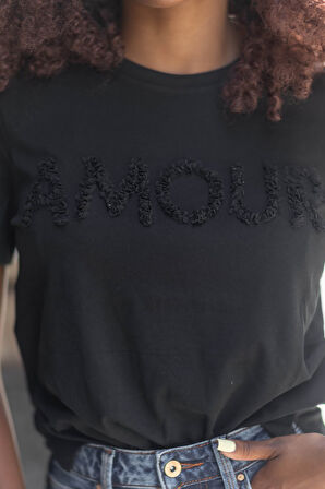 Only Kadın Onllucıa Yazı Detaylı Kısa Kollu %100 Pamuk T-Shirt 15324070 Siyah