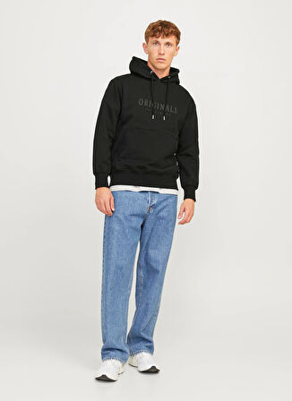 Jack & Jones Kapüşon Yaka Siyah Erkek Sweatshırt 12262811_JORFREDERIKSBERG SWEAT HOO