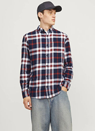 Jack & Jones Regular Fit Lacivert Erkek Gömlek 12235982_JJECLASSIC AUTUMN CHECK SH