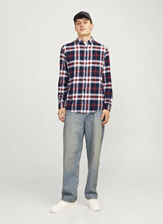 Jack & Jones Regular Fit Lacivert Erkek Gömlek 12235982_JJECLASSIC AUTUMN CHECK SH