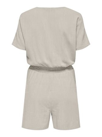 ONLSIESTA S/S LINEN BL PLAYSUIT PNT Kadın Bej Tulum - 15322849