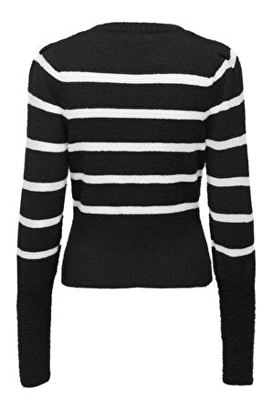 ONLPIUMO LS PUFF STRIPE O-NECK CC KNT SİYAH15324211