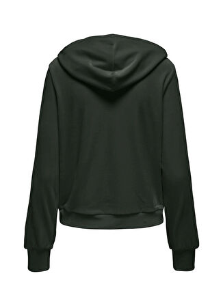 Only Kapüşon Yaka Düz Yeşil Kadın Sweatshırt ONLREBEL L/S ZIP STRING HOOD CC SWT