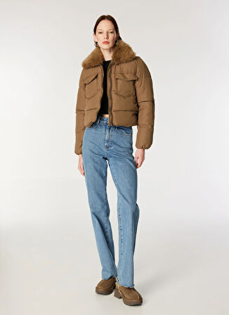 Only Açık Kahve Kadın Mont ONLMAGGI FUR PUFFER LIFE CC OTW