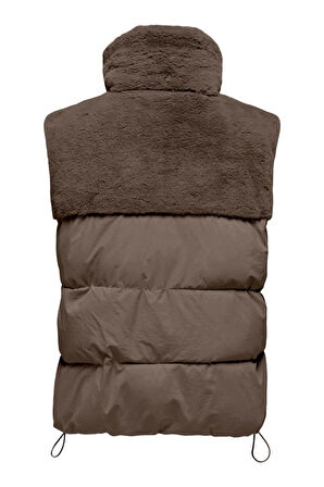 ONLWANJA FUR PUFFER MIX WAISTCOAT CC OTW A.HAKİ