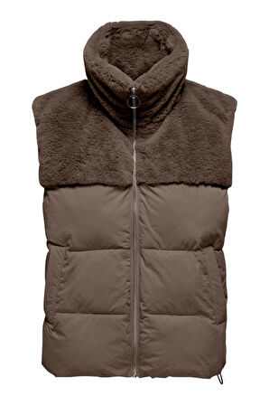 ONLWANJA FUR PUFFER MIX WAISTCOAT CC OTW A.HAKİ