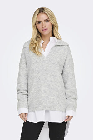 ONLMAGGIE LIFE LS SPLIT NECK CC KNT GRİMELANJ15324310 