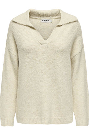 ONLMAGGIE LIFE LS SPLIT NECK CC KNT BEYAZ 15324310 