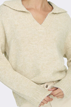 ONLMAGGIE LIFE LS SPLIT NECK CC KNT BEYAZ 15324310 