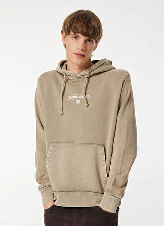 Jack & Jones Kapüşon Yaka Bej Erkek Sweatshırt 12262430_JPRBLUAXTON SWEAT HOOD